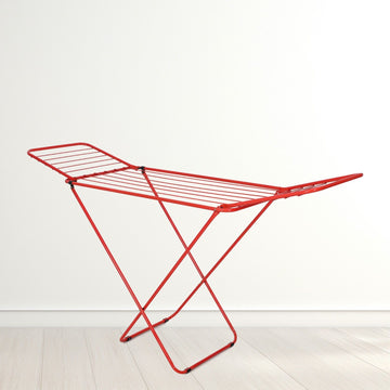 PARASNATH Winsome Cloth Drying Stand – Foldable, Lightweight, Durable Alloy Steel Laundry Rack for Indoor & Outdoor Use, Multiple Drying Rails, Made in India (Red)
