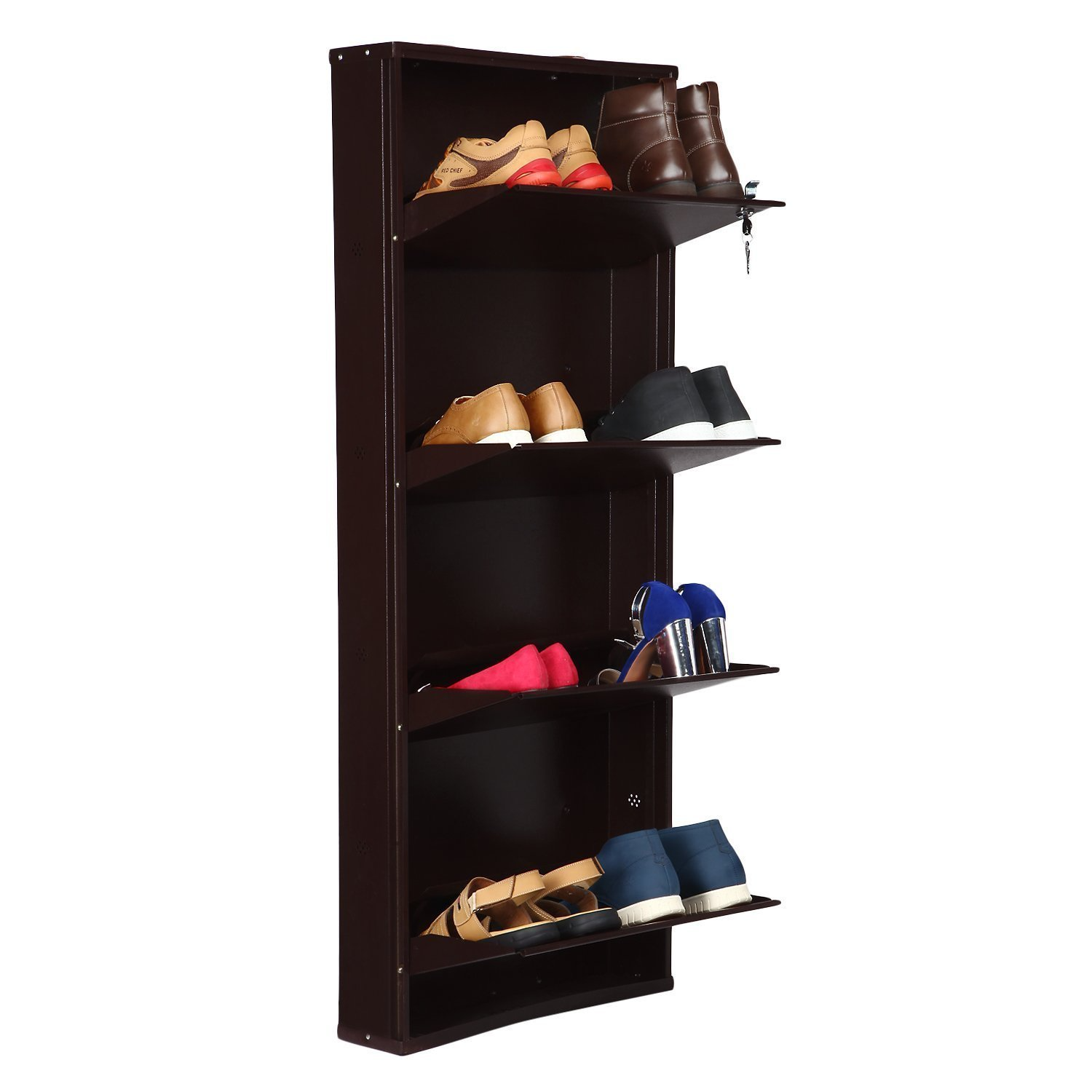 Parasnath Coffee Colour Wall Shoe Rack Shelves Shoes Stand