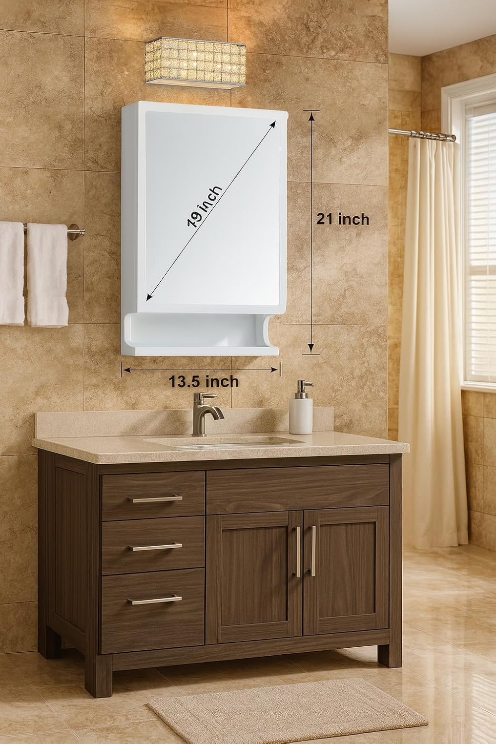 Parasnath New Look White Bathroom Cabinet with Mirror