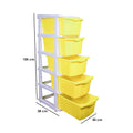 PARASNATH Boxo 5 Layer (Yellow) Multi-Purpose Modular Drawer Storage System for Home and Office with Trolley Wheels and Anti-Slip Shoes - PARASNATH