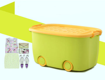 PARASNATH Rolling Storage Container Box (GreenYellow Colour)- 25 Litre Large With Wheels Size (50X33X26 cm) - PARASNATH
