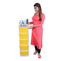 PARASNATH Boxo 5 Layer (Yellow) Multi-Purpose Modular Drawer Storage System for Home and Office with Trolley Wheels and Anti-Slip Shoes - PARASNATH