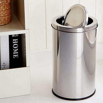 Parasnath Stainless Steel Swing Dustbin, Swing Garbage Bin 18 Litre 10"x14" - PARASNATH