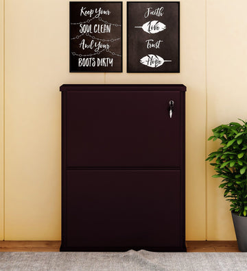 PARASNATH Coffee Colour Wall Shoe Rack 2 Shelves Shoes Stand - PARASNATH
