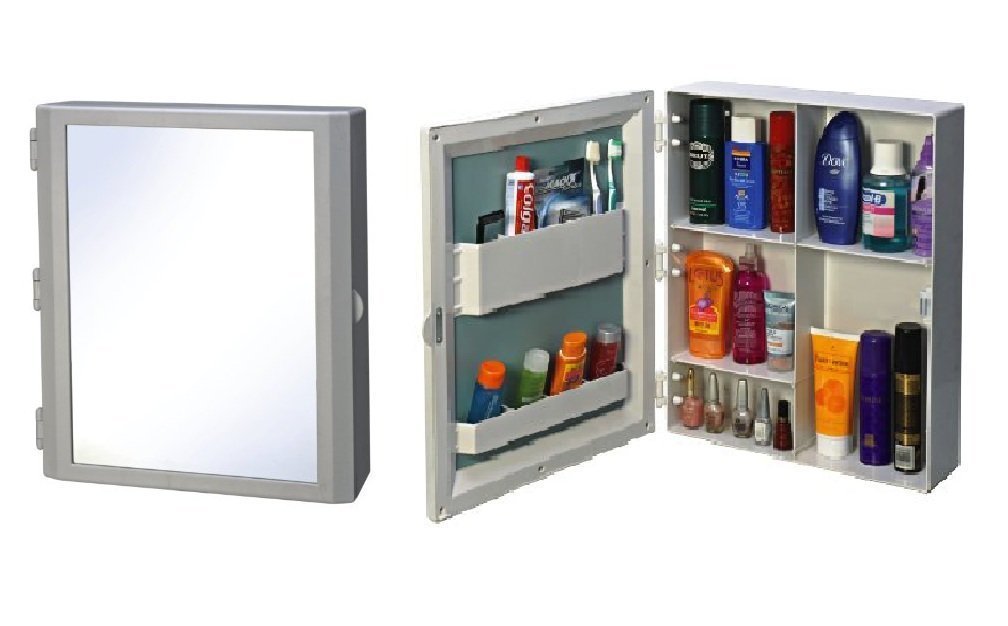 Parasnath Flora Bathroom Cabinet with Mirror 5-Compartment Wall-Mounted Storage
