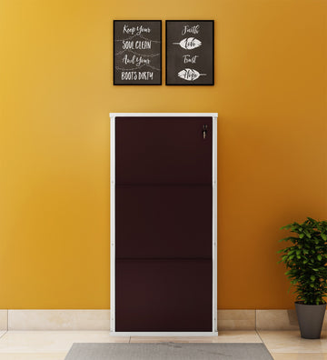 PARASNATH BrownWhite Wall Shoe Rack 3 Shelves Shoes Stand - PARASNATH