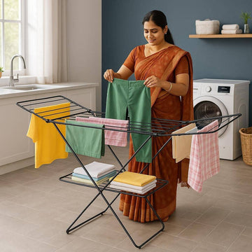 Parasnath Steel LuxeLine Black Color Extra Large Foldable Cloth Drying Stand –  Clothes Dryer Rack for Indoor & Outdoor Use (Made in India)