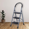 Parasnath GoUp 3 Step Foldable Steel Grey Step Ladder – Heavy-Duty and Lightweight Step Ladder with Anti-Skid Wide Plastic Steps, Safety Handle, High Reach Platform for Home, Kitchen, Office, Warehouse Use - 6 Year Manufacturer Warranty - Made in India - PARASNATH