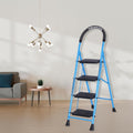 Parasnath GoUp 4 Step Foldable Steel Blue Step Ladder – Heavy-Duty and Lightweight Step Ladder with Anti-Skid Wide Plastic Steps, Safety Handle, High Reach Platform for Home, Kitchen, Office, Warehouse Use - 6 Year Manufacturer Warranty - Made in India - PARASNATH