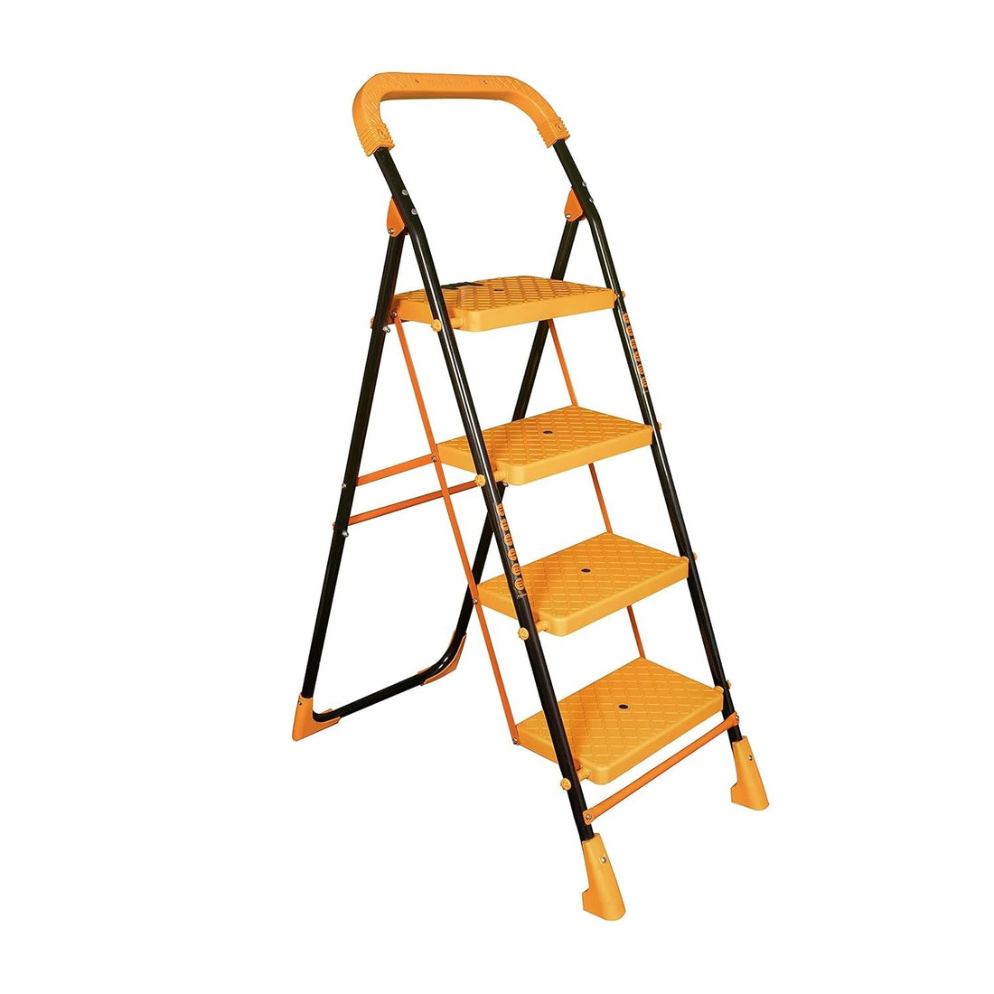 Parasnath Kohinoor 4 Step Heavy-Duty Folding Ladder – Strong Alloy Steel Step Ladder with Wide Anti-Slip Steps, 4.2 Ft Height, Rust-Resistant, Space-Saving Design for Home, Kitchen, Office & Shop Use – Made in India (Orange) - PARASNATH