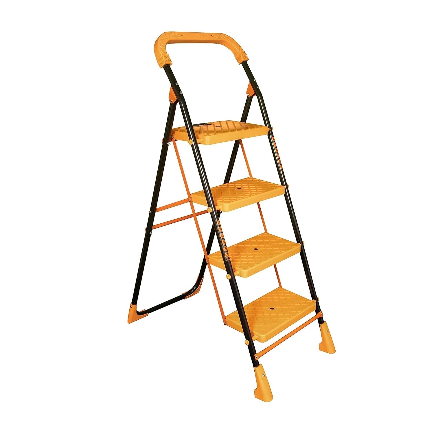 Parasnath Kohinoor 4 Step Heavy-Duty Folding Ladder – Strong Alloy Steel Step Ladder with Wide Anti-Slip Steps, 4.2 Ft Height, Rust-Resistant, Space-Saving Design for Home, Kitchen, Office & Shop Use – Made in India (Orange) - PARASNATH