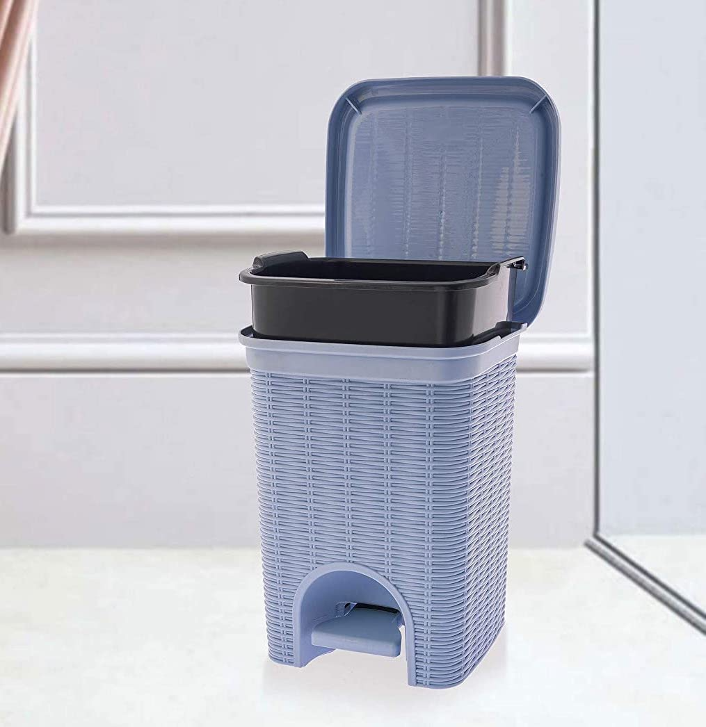 PARASNATH Rattan Design (Purple Colour) Pedal Dustbin 11Litre Modern Light-weight Dustbin for Home and Office Purple Colour - Made In India - Size 10 inchX10 inchX13 inch - PARASNATH