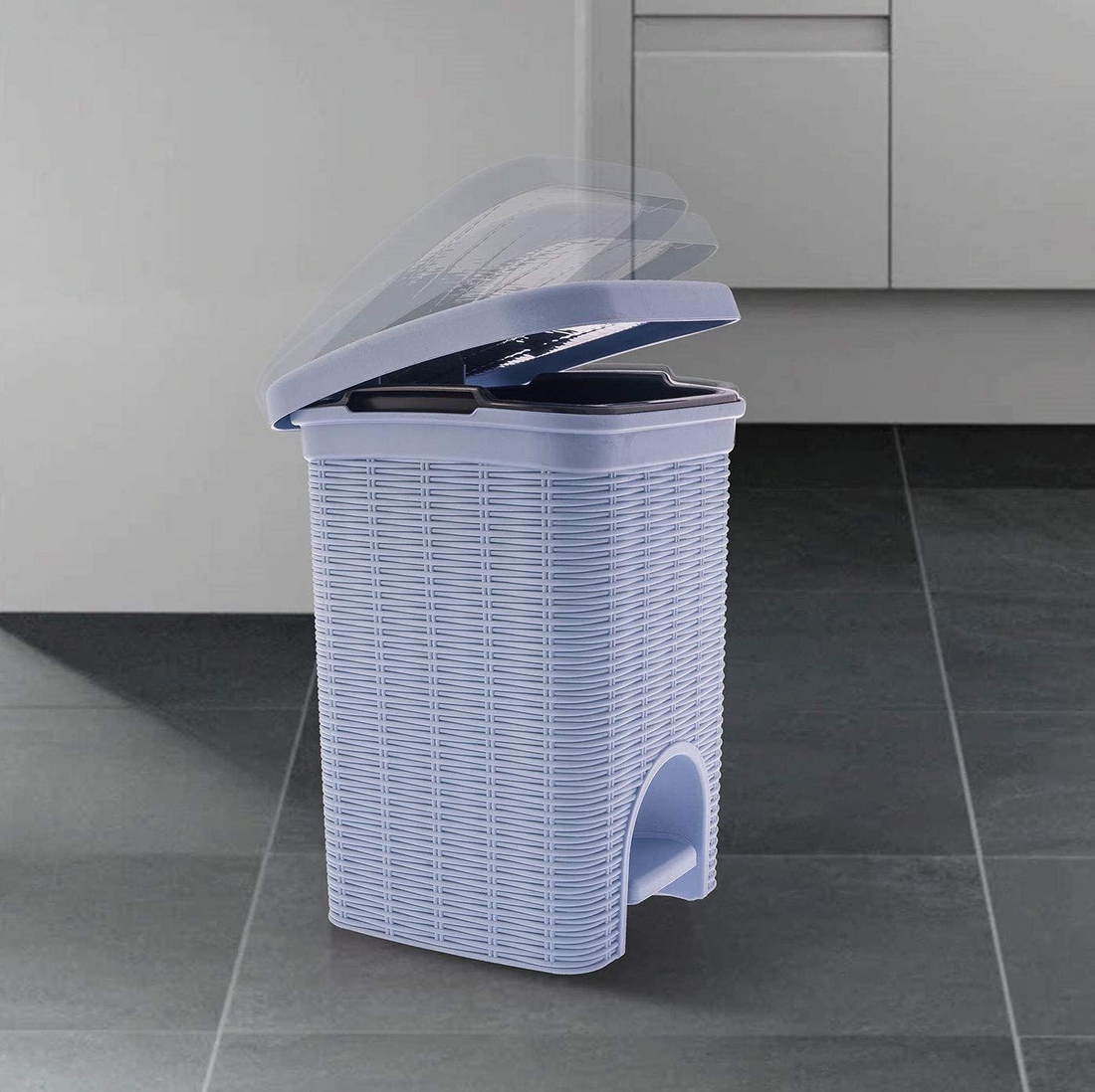 PARASNATH Rattan Design (Purple Colour) Pedal Dustbin 7Litre Modern Light-weight Dustbin for Home and Office Purple Colour - Made In India - Small Size 8 inchX8 inchX11 inch - PARASNATH