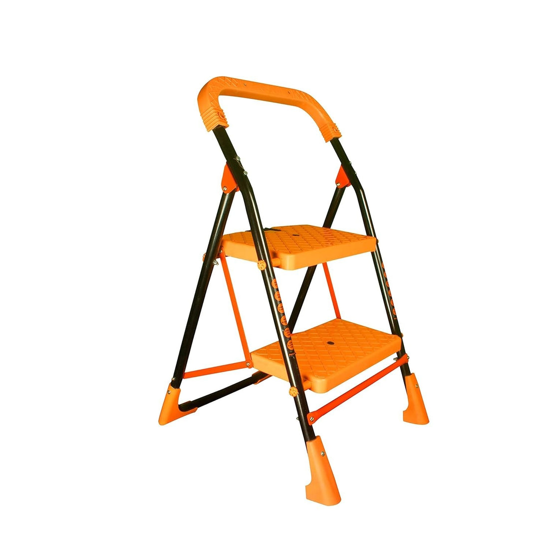 Parasnath Kohinoor 2 Step Heavy-Duty Folding Ladder – Strong Alloy Steel Step Ladder with Wide Anti-Slip Steps, 2.7 Ft Height, Rust-Resistant, Space-Saving Design for Home, Kitchen, Office & Shop Use – Made in India (Orange) - PARASNATH