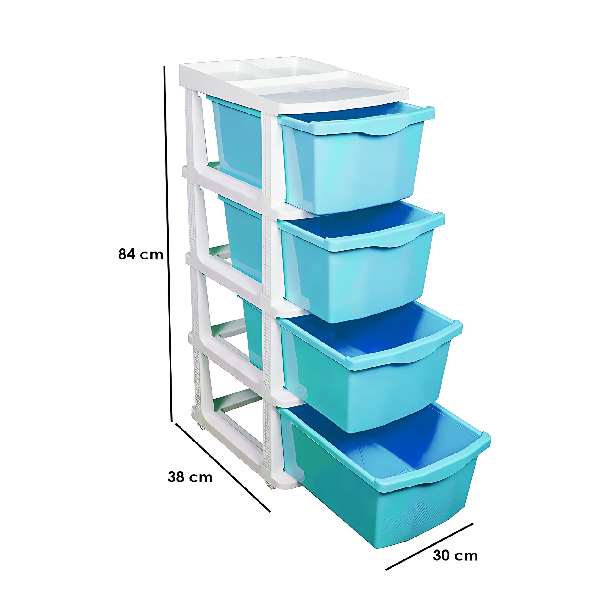 PARASNATH Boxo 4 Layer (Blue) Multi-Purpose Modular Drawer Storage System for Home and Office with Trolley Wheels and Anti-Slip Shoes - PARASNATH