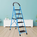 Parasnath GoUp 6 Step Foldable Steel Blue Step Ladder – Heavy-Duty and Lightweight Step Ladder with Anti-Skid Wide Plastic Steps, Safety Handle, High Reach Platform for Home, Kitchen, Office, Warehouse Use - 6 Year Manufacturer Warranty - Made in India - PARASNATH