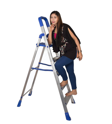 PARASNATH Aluminium Blue Heavy Folding Maple Ladder 5 Step 5.2 Ft - PARASNATH