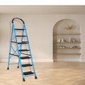 Parasnath GoUp 7 Step Foldable Steel Blue Step Ladder – Heavy-Duty and Lightweight Step Ladder with Anti-Skid Wide Plastic Steps, Safety Handle, High Reach Platform for Home, Kitchen, Office, Warehouse Use - 6 Year Manufacturer Warranty - Made in India - PARASNATH