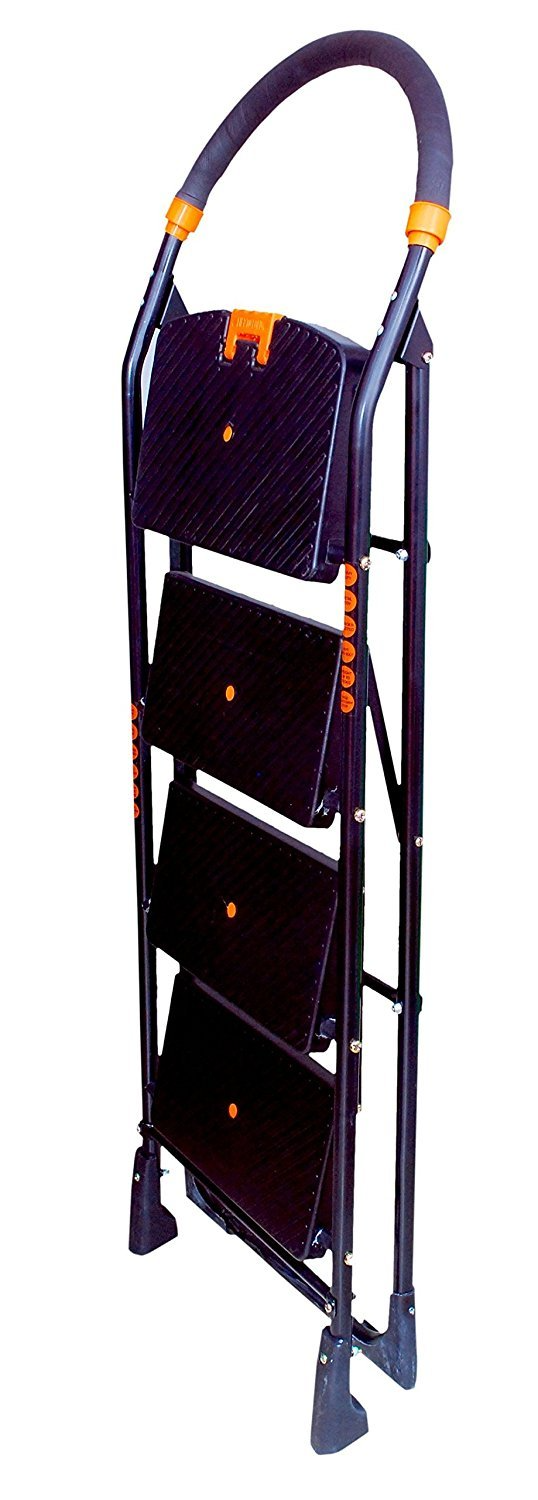 Parasnath Black Diamond Heavy Folding Ladder With Wide Steps 4 Steps 4.1 Ft Ladder - PARASNATH