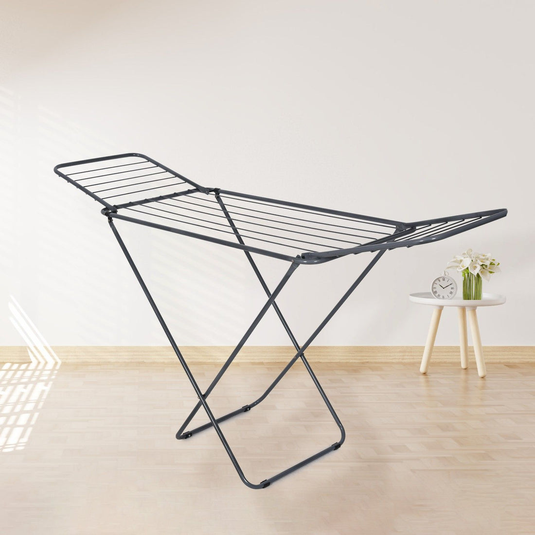 PARASNATH Winsome Cloth Drying Stand – Foldable, Lightweight, Durable Alloy Steel Laundry Rack for Indoor & Outdoor Use, Multiple Drying Rails, Made in India (Grey) - PARASNATH