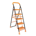 Parasnath Kohinoor 5 Step Heavy-Duty Folding Ladder – Strong Alloy Steel Step Ladder with Wide Anti-Slip Steps, 5.2 Ft Height, Rust-Resistant, Space-Saving Design for Home, Kitchen, Office & Shop Use – Made in India (Orange) - PARASNATH