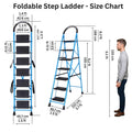 Parasnath GoUp 7 Step Foldable Steel Blue Step Ladder – Heavy-Duty and Lightweight Step Ladder with Anti-Skid Wide Plastic Steps, Safety Handle, High Reach Platform for Home, Kitchen, Office, Warehouse Use - 6 Year Manufacturer Warranty - Made in India - PARASNATH
