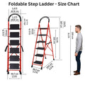Parasnath GoUp 6 Step Foldable Steel Red Step Ladder – Heavy-Duty and Lightweight Step Ladder with Anti-Skid Wide Plastic Steps, Safety Handle, High Reach Platform for Home, Kitchen, Office, Warehouse Use - 6 Year Manufacturer Warranty - Made in India - PARASNATH