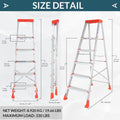 PARASNATH 5 Step EasyDay Folding Ladder – Durable Aluminium Step Ladder with Tool Tray, Non-Slip Steps, Lightweight and Compact for Home, Kitchen, Office Use – 6 Year Warranty – Made in India (Orange & Silver Color) - PARASNATH