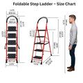 Parasnath GoUp 5 Step Foldable Steel Red Step Ladder – Heavy-Duty and Lightweight Step Ladder with Anti-Skid Wide Plastic Steps, Safety Handle, High Reach Platform for Home, Kitchen, Office, Warehouse Use - 6 Year Manufacturer Warranty - Made in India - PARASNATH
