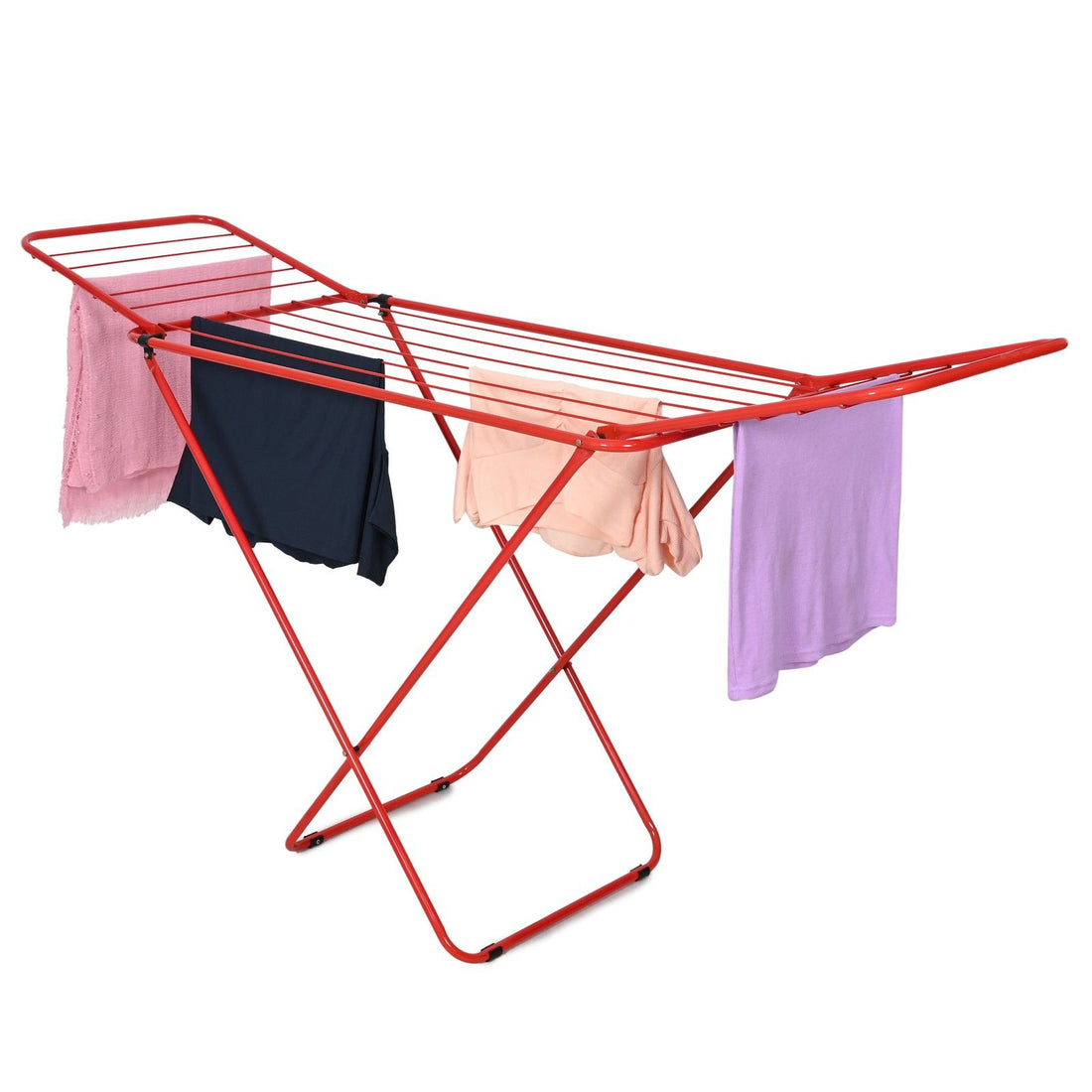 PARASNATH Winsome Cloth Drying Stand – Foldable, Lightweight, Durable Alloy Steel Laundry Rack for Indoor & Outdoor Use, Multiple Drying Rails, Made in India (Red) - PARASNATH