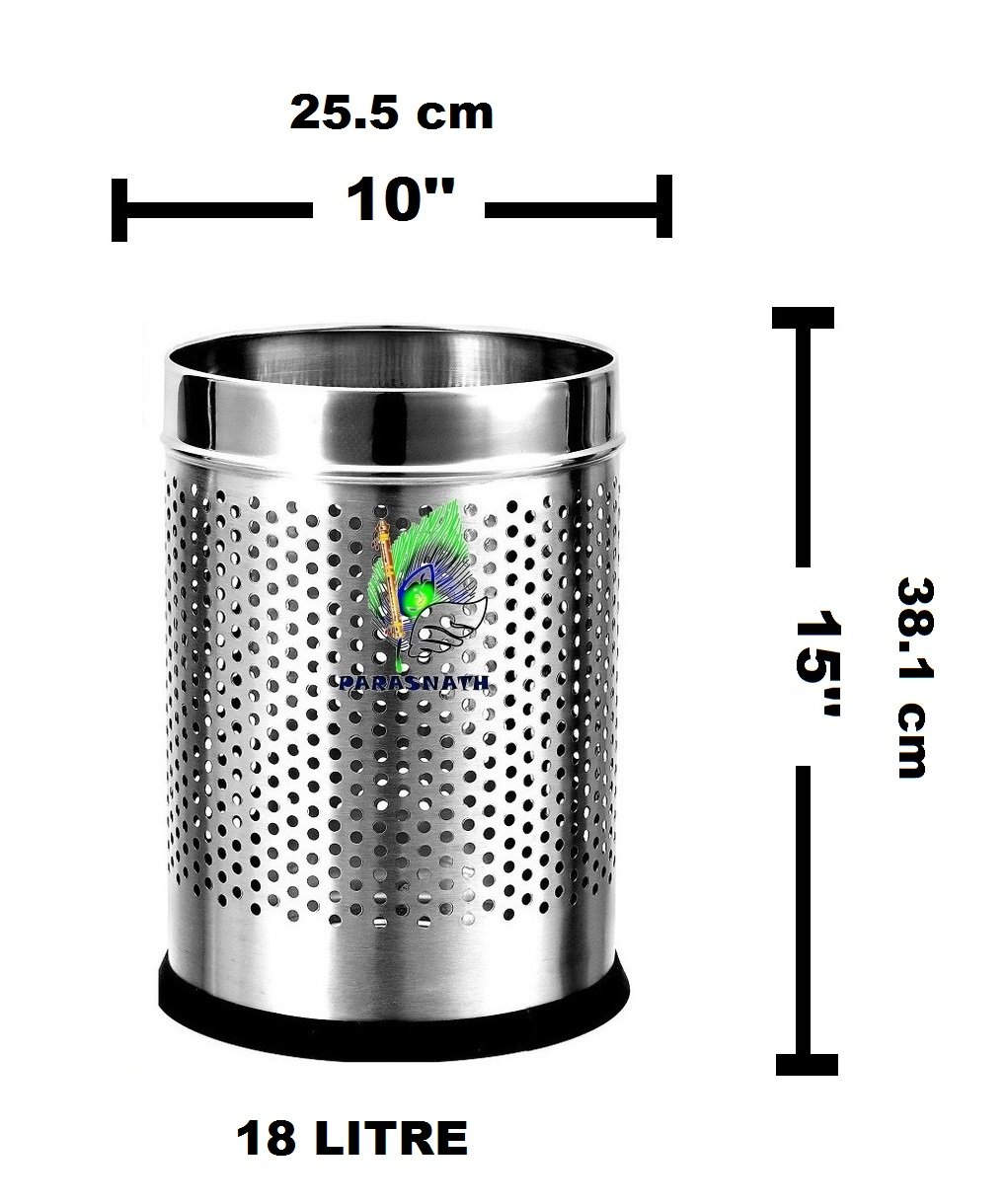 Parasnath Stainless Steel Perforated Round Dustbin, 11L - 10 X 15 Inch - PARASNATH