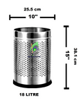 Parasnath Stainless Steel Perforated Round Dustbin, 11L - 10 X 15 Inch - PARASNATH