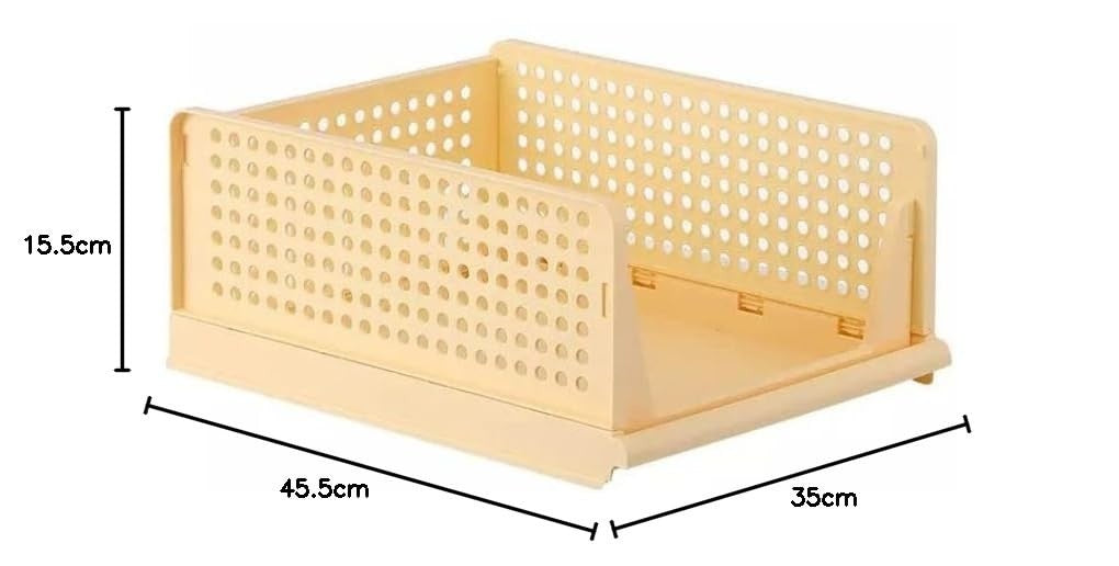PARASNATH Stylera Large Size Wardrobe Organizer for Clothes – Foldable & Stackable Storage Box with Lid | Multi-Purpose Fabric Closet Organizer for Sarees, Shirts, Toys, Bedding | Dimensions: 45.5 x 35 x 15.5 cm | Made in India (Set of 10) (Yellow Color) - PARASNATH