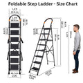 Parasnath GoUp 7 Step Foldable Steel Black Step Ladder – Heavy-Duty and Lightweight Step Ladder with Anti-Skid Wide Plastic Steps, Safety Handle, High Reach Platform for Home, Kitchen, Office, Warehouse Use - 6 Year Manufacturer Warranty - Made in India - PARASNATH