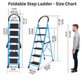 Parasnath GoUp 6 Step Foldable Steel Blue Step Ladder – Heavy-Duty and Lightweight Step Ladder with Anti-Skid Wide Plastic Steps, Safety Handle, High Reach Platform for Home, Kitchen, Office, Warehouse Use - 6 Year Manufacturer Warranty - Made in India - PARASNATH