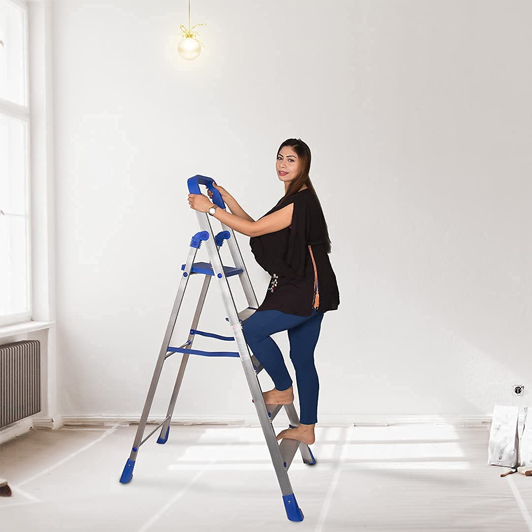 PARASNATH Aluminium Blue Heavy Folding Maple Ladder 5 Step 5.2 Ft - PARASNATH