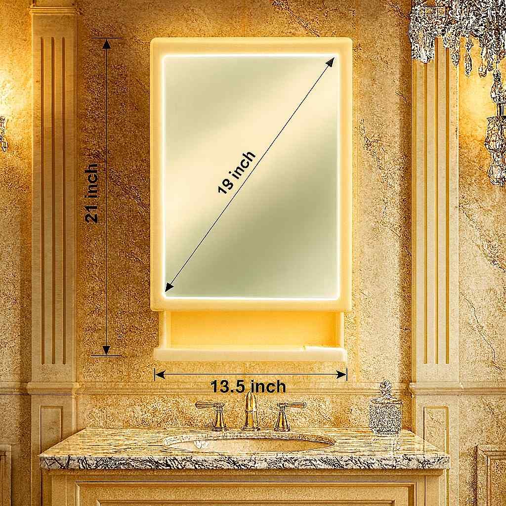 PARASNATH Premium New Look Mirror Cabinet for Bathroom – Durable Plastic Build with Secure Storage, Integrated Toothbrush Holder, Sleek New Look Design, Wall-Mounted, Made in India (Ivory Color)