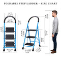 Parasnath GoUp 3 Step Foldable Steel Blue Step Ladder – Heavy-Duty and Lightweight Step Ladder with Anti-Skid Wide Plastic Steps, Safety Handle, High Reach Platform for Home, Kitchen, Office, Warehouse Use - 6 Year Manufacturer Warranty - Made in India - PARASNATH