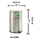 Parasnath Stainless Steel Plain Pedal Dustbin With Plastic Bucket (12''X20''- 20 Liter) - PARASNATH