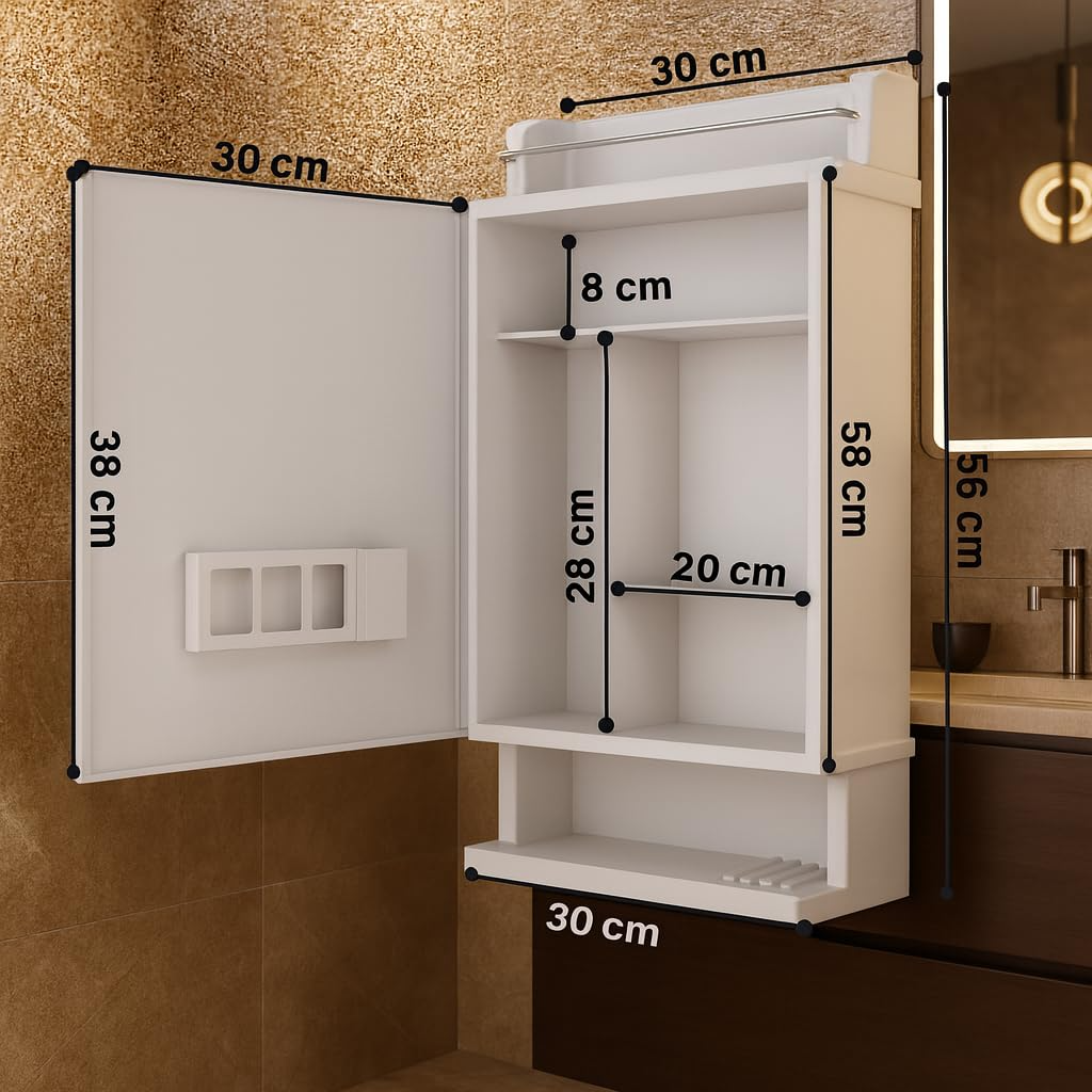 Parasnath Strong and Heavy Rich Look Bathroom Cabinet with Mirror (Made in India)