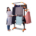 PARASNATH Luxury Black/Orange 3-Pole Steel Cloth Drying Stand with Smooth Breaking Wheels System – Heavy-Duty Durable Drying Rack for Indoor & Outdoor Use, Space-Saving Design, Made in India - PARASNATH