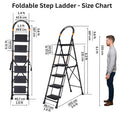 Parasnath GoUp 6 Step Foldable Steel Black Step Ladder – Heavy-Duty and Lightweight Step Ladder with Anti-Skid Wide Plastic Steps, Safety Handle, High Reach Platform for Home, Kitchen, Office, Warehouse Use - 6 Year Manufacturer Warranty - Made in India - PARASNATH