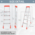 Parasnath 4 Step EasyDay Folding Ladder – Durable Aluminium Step Ladder with Tool Tray, Non-Slip Steps, Lightweight and Compact for Home, Kitchen, Office Use – 6 Year Warranty – Made in India (Orange & Silver Color) - PARASNATH