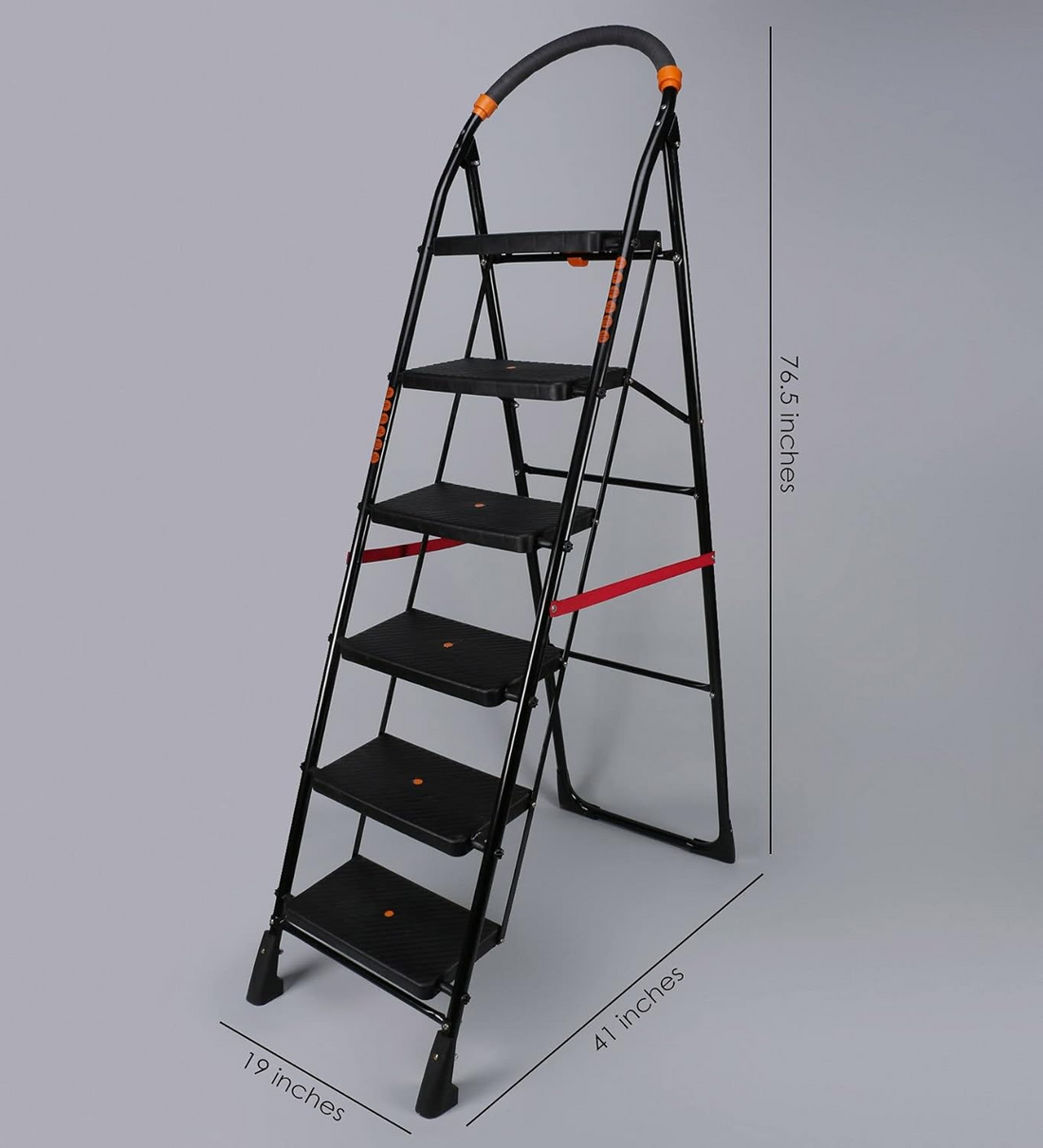 PARASNATH Black Diamond Heavy Folding Ladder With Wide Steps 6 Steps 6.2 Ft - PARASNATH