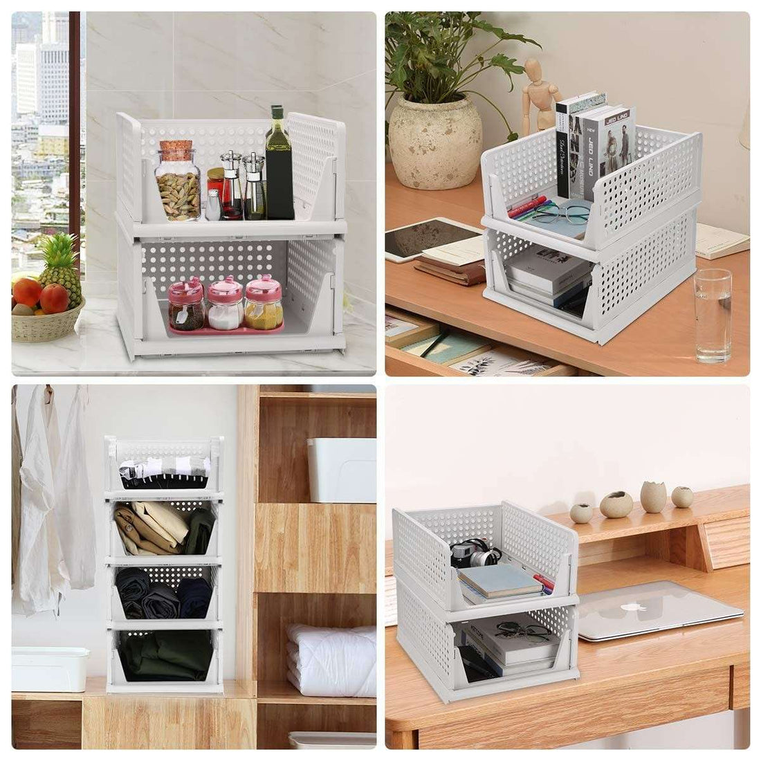 PARASNATH Stylera Extra Large Wardrobe Organizer for Clothes – Foldable & Stackable Storage Box with Lid | Closet Organizer Bin for Clothes, Sarees, Toys, Bedsheets & More Organizer – White Color (Set of 1) - PARASNATH