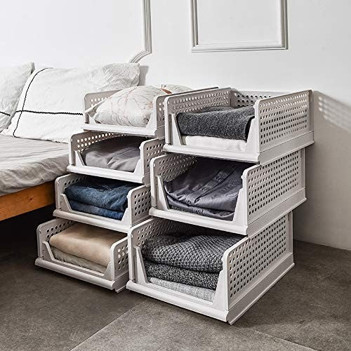PARASNATH Stylera Extra Large Wardrobe Organizer for Clothes – Foldable & Stackable Storage Box with Lid | Closet Organizer Bin for Clothes, Sarees, Toys, Bedsheets & More Organizer – White Color (Set of 2) - PARASNATH