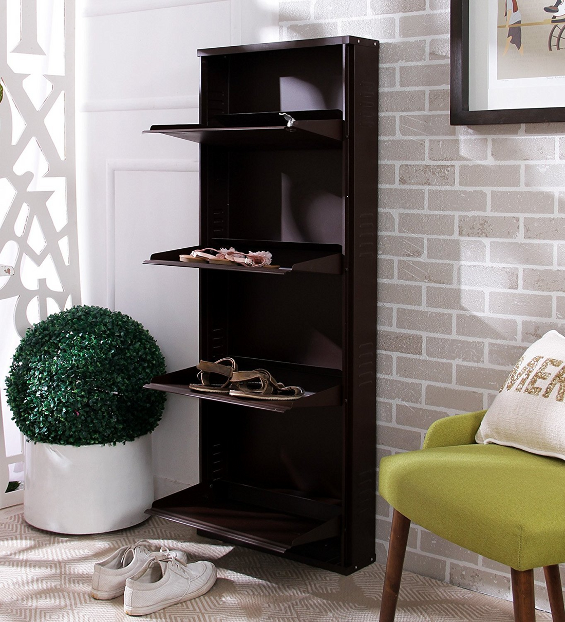 Parasnath Coffee Colour Wall Shoe Rack 4 Shelves Shoes Stand - PARASNATH