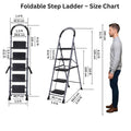 Parasnath GoUp 5 Step Foldable Steel Grey Step Ladder – Heavy-Duty and Lightweight Step Ladder with Anti-Skid Wide Plastic Steps, Safety Handle, High Reach Platform for Home, Kitchen, Office, Warehouse Use - 6 Year Manufacturer Warranty - Made in India - PARASNATH