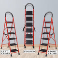 Parasnath GoUp 6 Step Foldable Steel Red Step Ladder – Heavy-Duty and Lightweight Step Ladder with Anti-Skid Wide Plastic Steps, Safety Handle, High Reach Platform for Home, Kitchen, Office, Warehouse Use - 6 Year Manufacturer Warranty - Made in India - PARASNATH