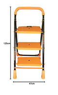 Parasnath Kohinoor 3 Step Heavy-Duty Folding Ladder – Strong Alloy Steel Step Ladder with Wide Anti-Slip Steps, 3.2 Ft Height, Rust-Resistant, Space-Saving Design for Home, Kitchen, Office & Shop Use – Made in India (Orange) - PARASNATH